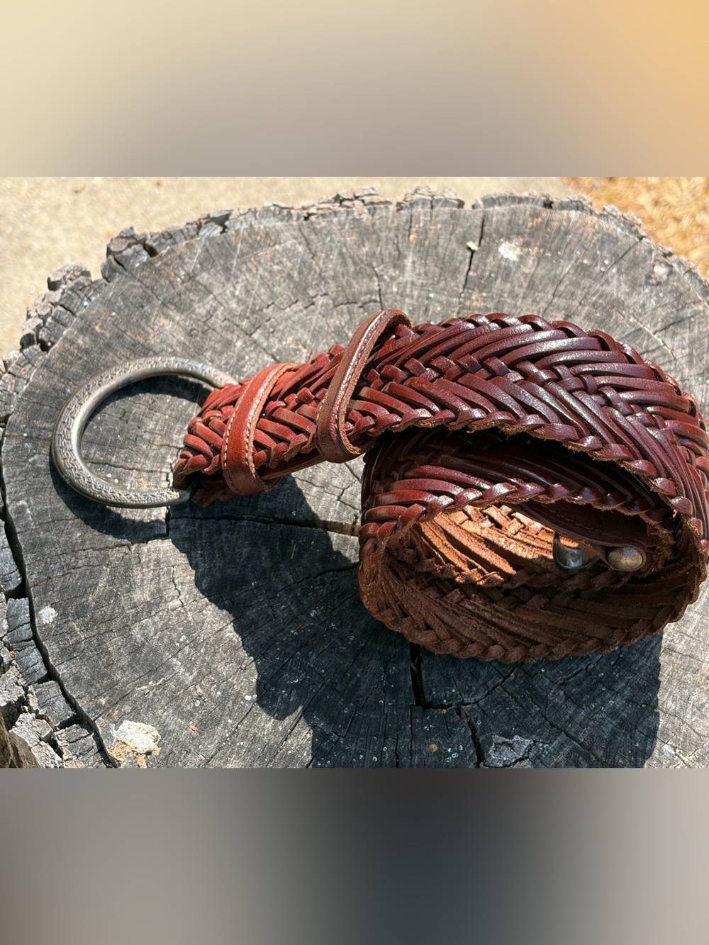 VTG Braided Wide Leather Women’s Belt w/ antique silver hardware - Brown